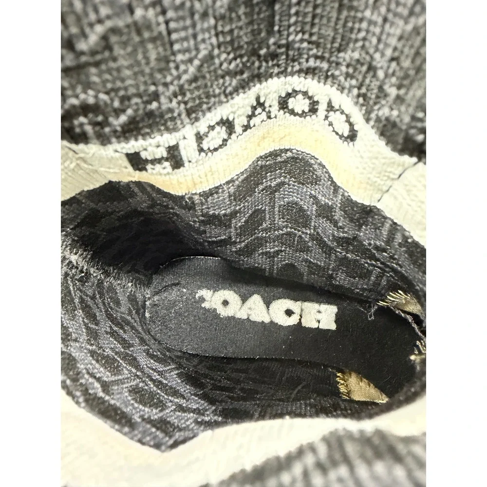 Coach Rivington Rain Boot Women 6 Black Signature Knit Sock Ankle Waterproof